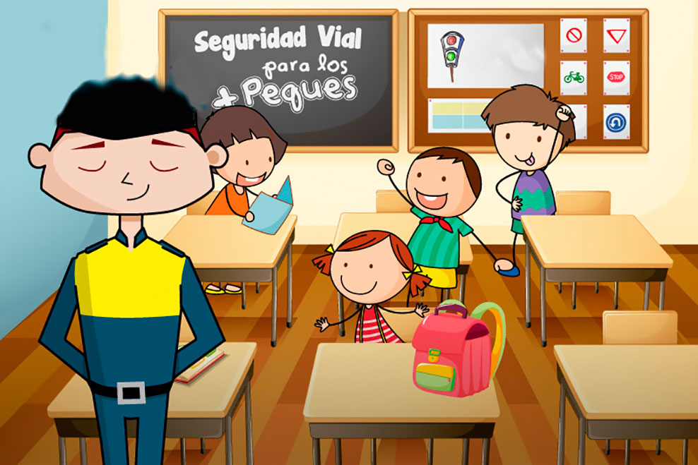 Ilustración de unos niños en una clase de educación vial