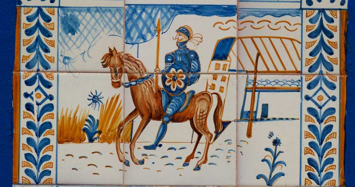Ilustración del Quijote sobre azulejos