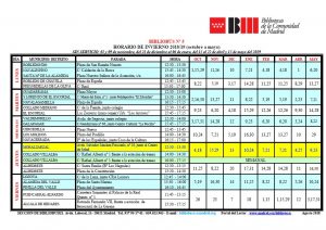 Calendario del bibliobús de Moralzarzal