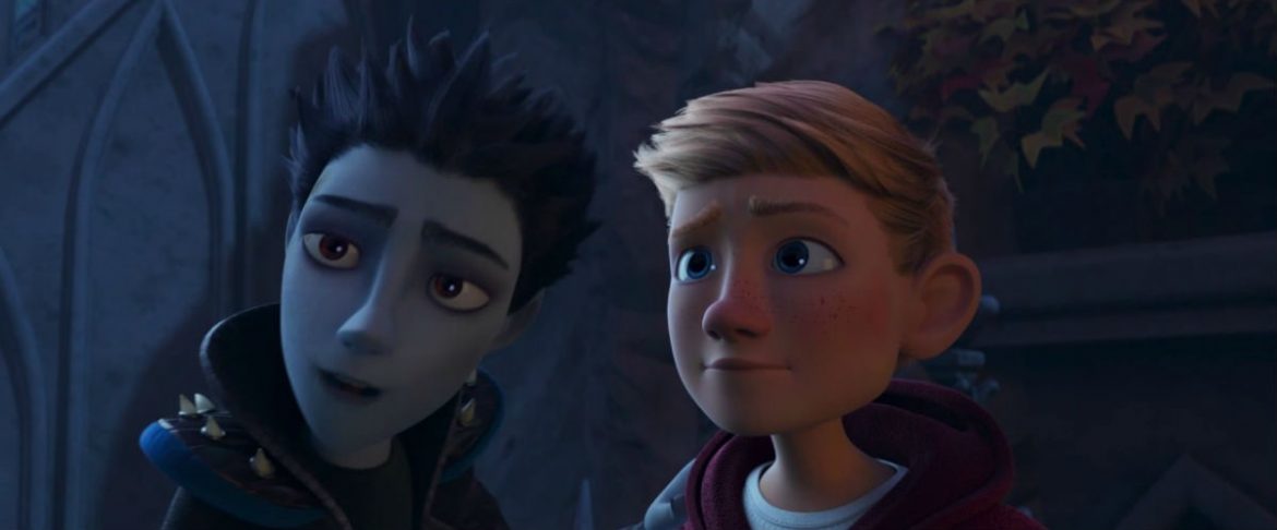 Imagen de una película de animación con dos chicos hablando