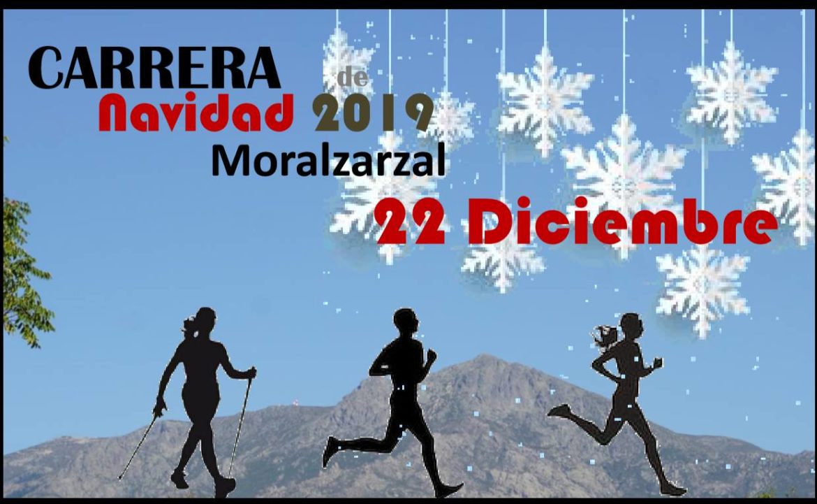 cartel de la carrera de navidad de Moralzarzal 2019 con silueta de corredores
