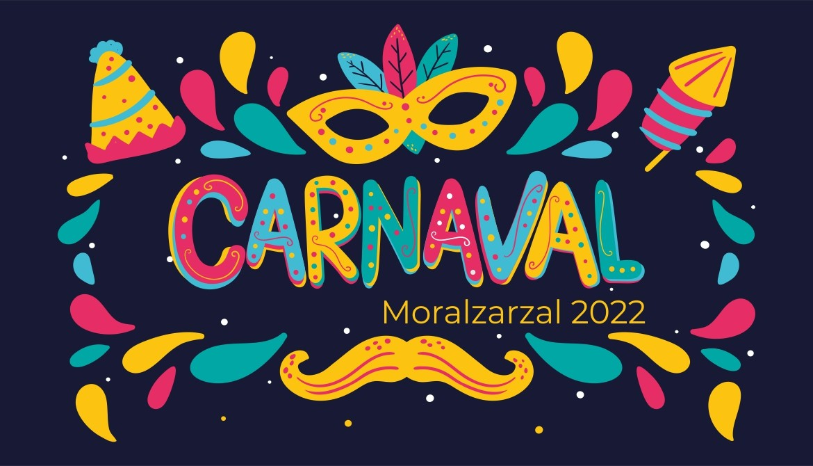 La palabra Carnaval rodeada de motivos de fiesta