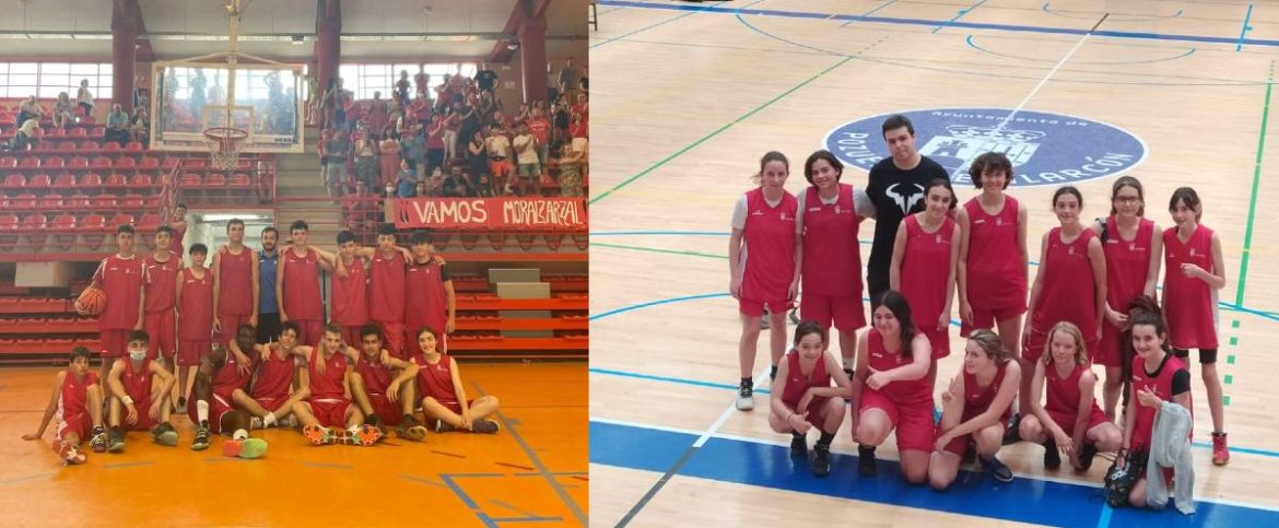 Los equipos cadete masculino e infantil femenino de baloncesto de Moralzarzal