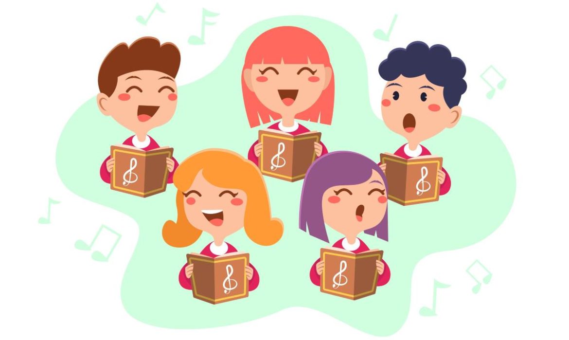 Ilustración de niños de un coro