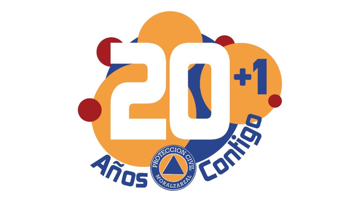 Logo que conmemora los 20 años de Protección Civil Moralzarzal