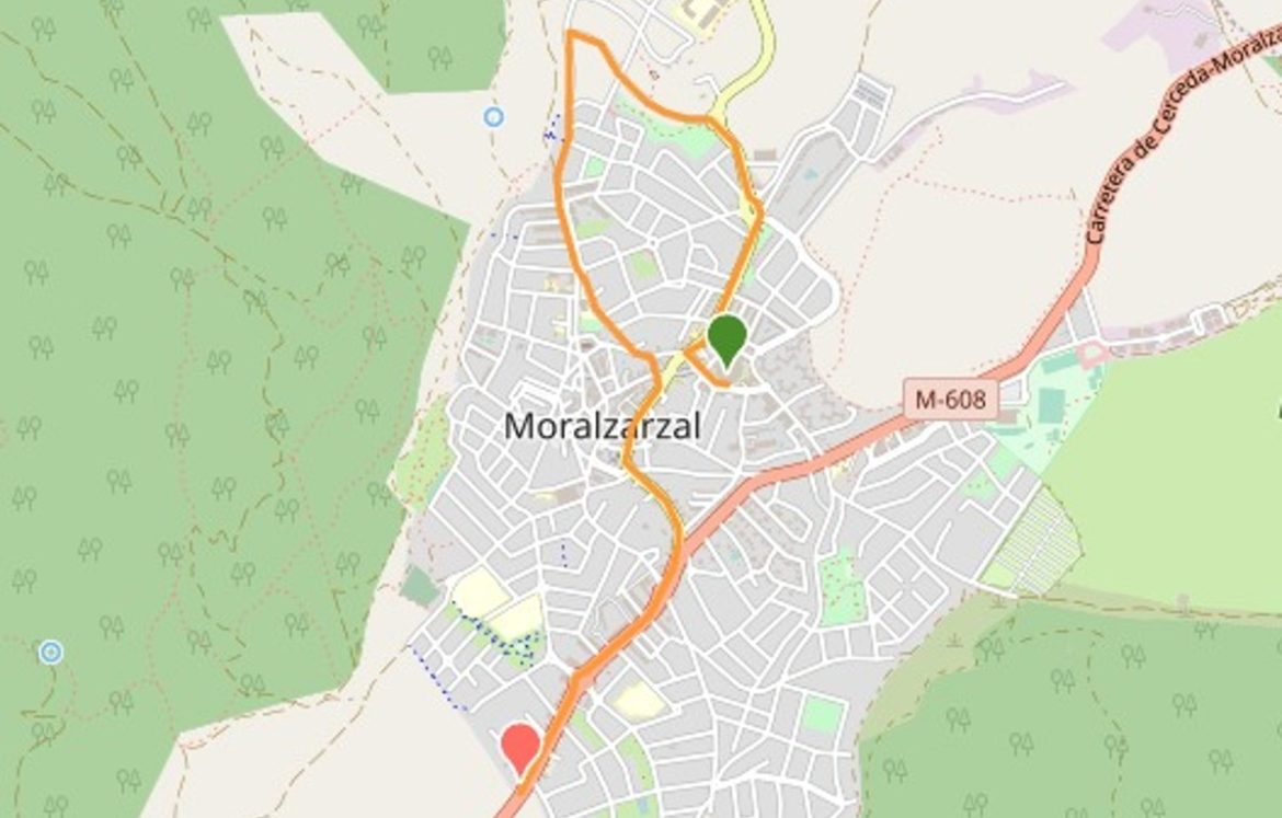Recorrido sobre plano de la ruta de La Vuelta 2022 del 10 de septiembre en Moralzarzal
