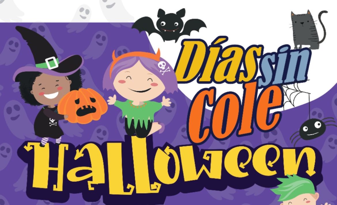Ilustración de niños y brujas en Halloween