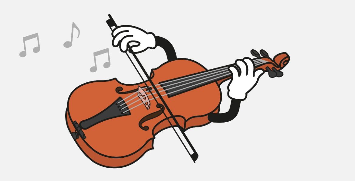 Ilustración de un violín con brazos