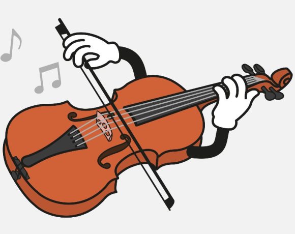 Ilustración de un violín con brazos