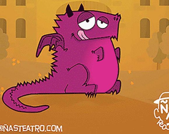 Ilustración de un dragón rosa