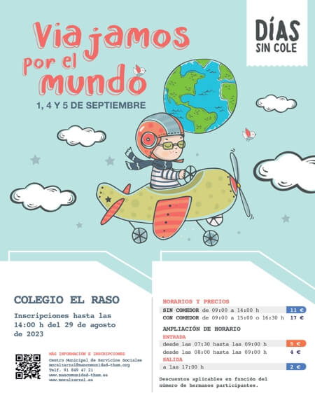 Días sin Cole en Moralzarzal, 1, 4 y 5 de septiembre en el Colegio El Raso, Viajando por el mundo