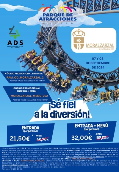 Si eres de Moralzarzal tienes descuentos en el Parque de Atracciones