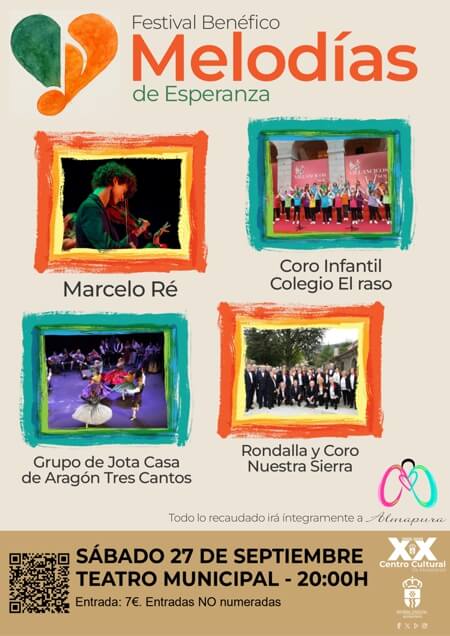 Melodías de Esperanza, Festival benéfico en favor de Almapura, el 27 de septiembre, en el Teatro de Moralzarzal 2025