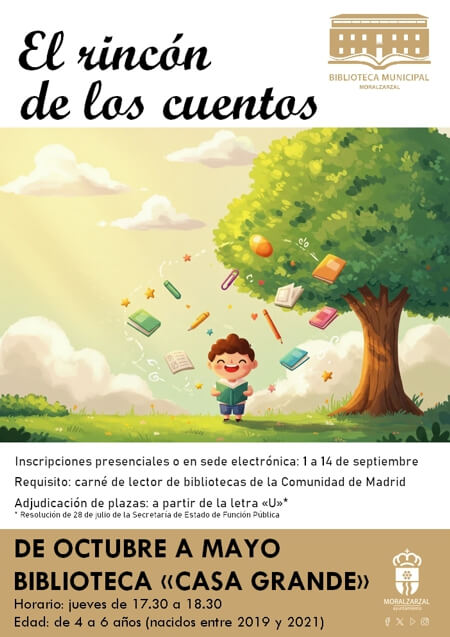 cartel rincón de los cuentos 25-26 Programación de la biblioteca de Moralzarzal
