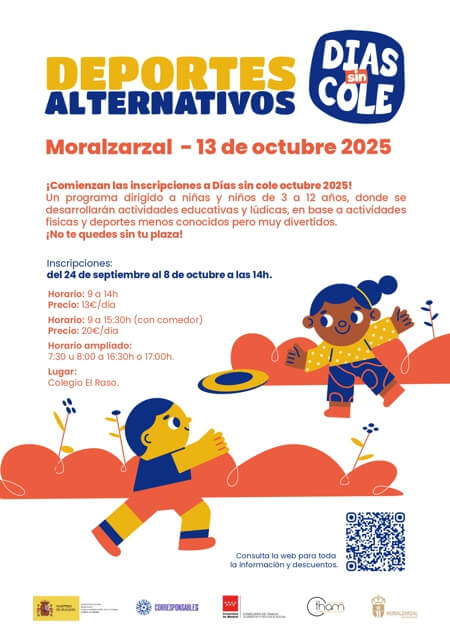 El 13 de octubre tienes servicio de Días sin Cole de la THAM y Servicios Sociales en Moralzarzal