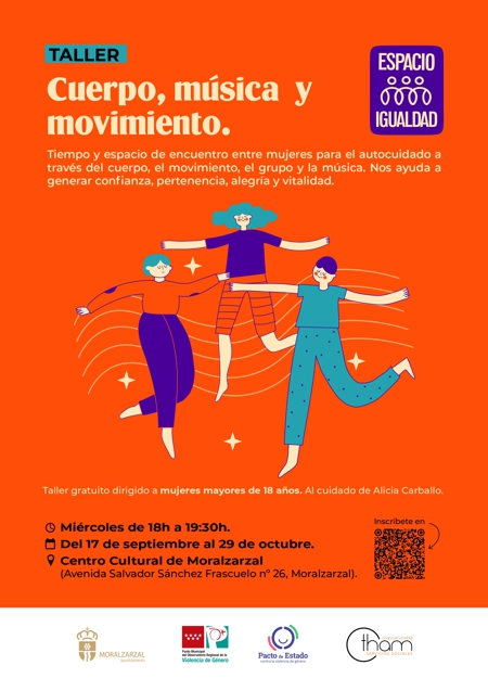 Taller Gratuito para Mujeres en Moralzarzal, Cuerpo, música y Movimiento, cartel