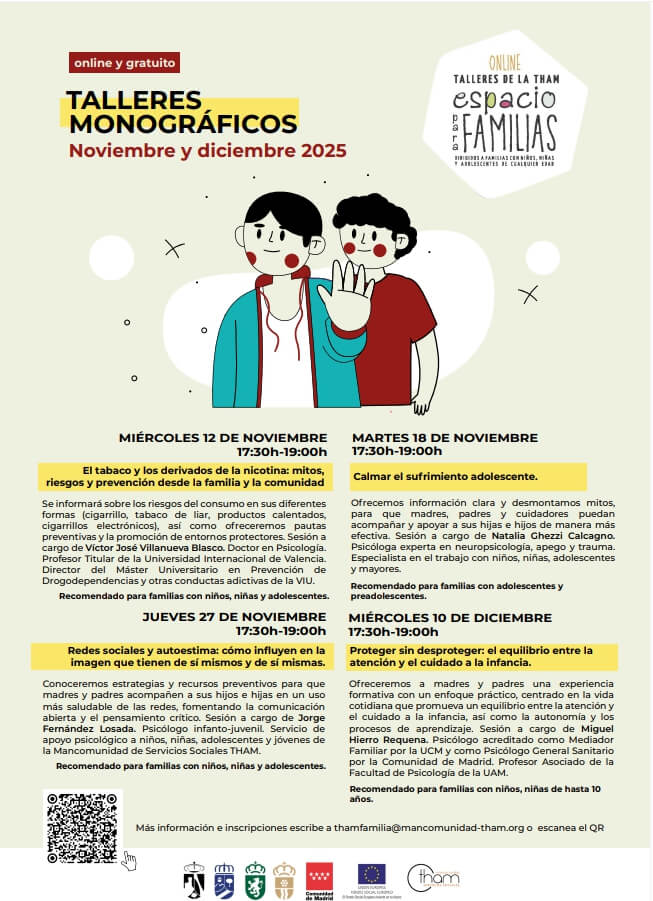 Talleres de Espacio para Familias en los meses de noviembre y diciembre de 2025