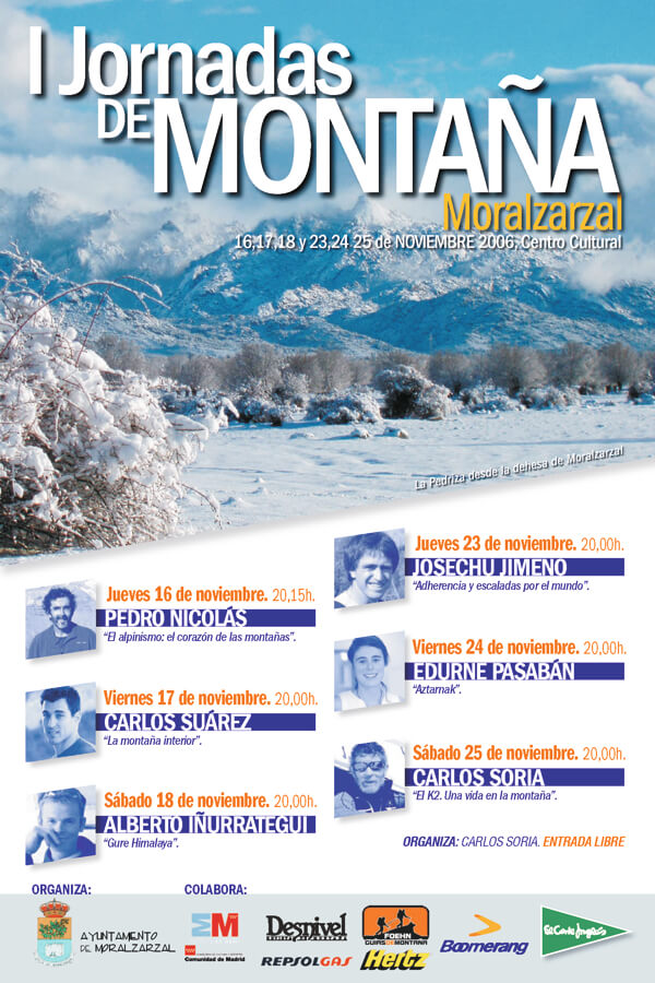 Cartel I Jornadas de Montaña de Moralzarzal en 2006. Carlos Soria
