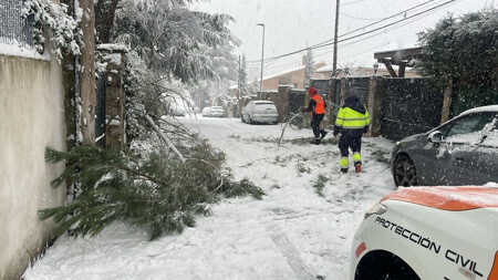 Operativo especial ante la nevada de ayer en Moralzarzal, ramas
