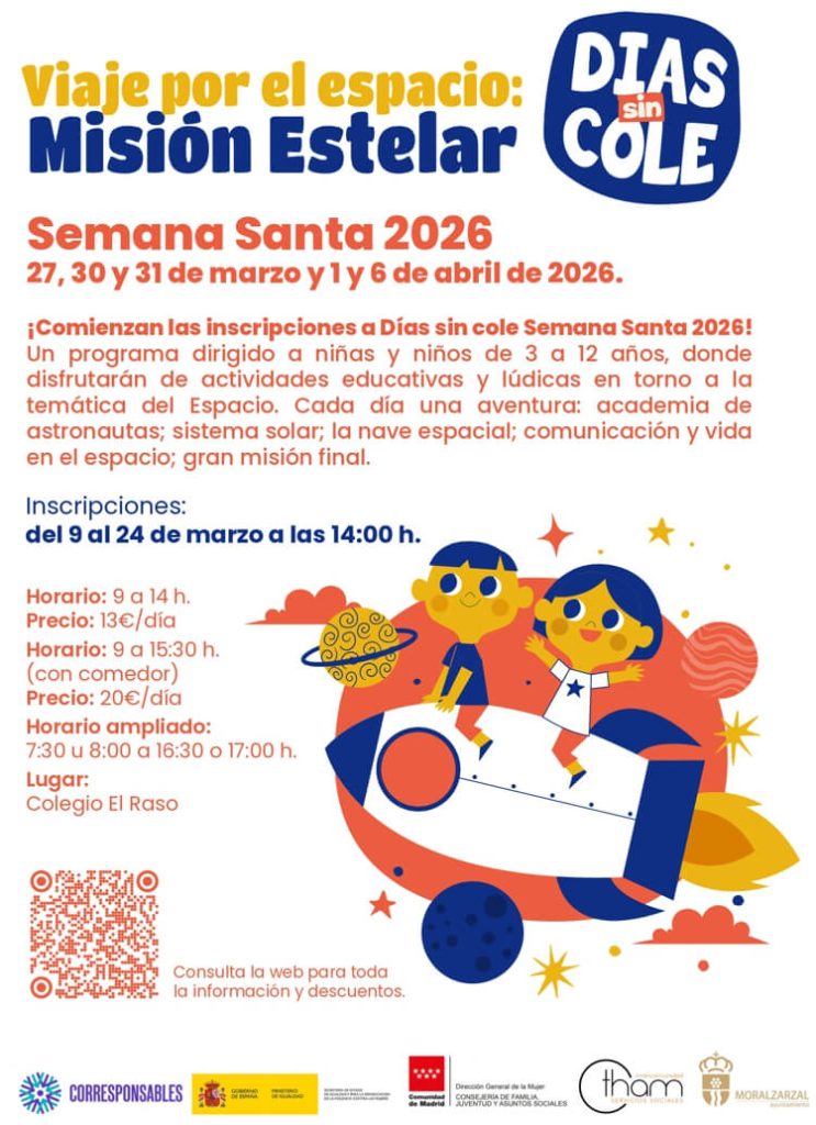 Abierto el plazo para los Días sin Cole de Semana Santa 2026, Misión Estelar en Moralzarzal