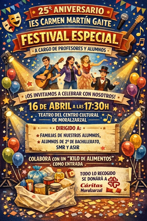El IES Carmen Martín Gaite de Moralzarzal celebra su 25º Aniversario con un Festival especial y solidario