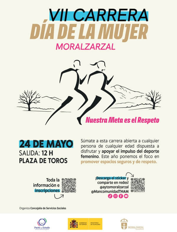 Servicios Sociales organiza la VII Carrera del Día de la Mujer en Moralzarzal, el domingo 24 de mayo de 2026