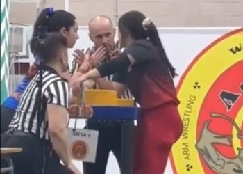 Exhibición de Armwrestling en el marco de la VII Carrera del Día de la Mujer en Moralzarzal