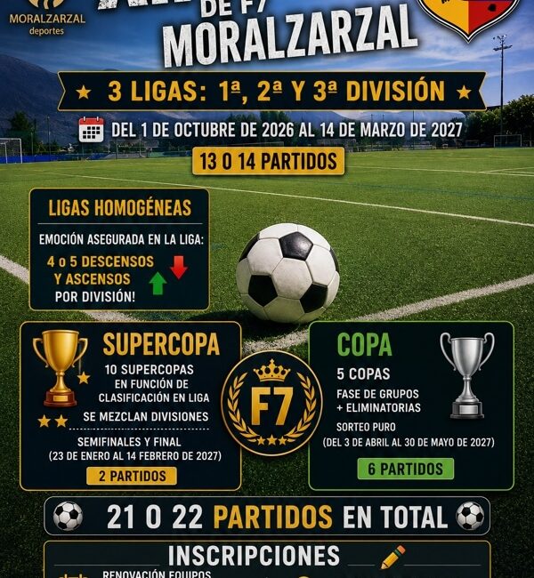 Abierto el plazo de inscripción para la XII Liga de Fútbol 7 de Moralzarzal