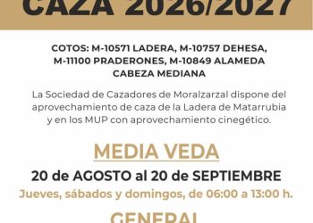 Cartel temporada caza 2026-27 en Moralzarzal OK
