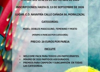 Abierta la inscripción para el Torneo de Pádel Fiestas Patronales 2026 en Moralzarzal