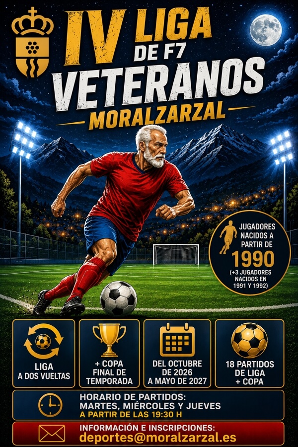 Abierto el plazo de inscripción para la IV Liga de Veteranos de Fútbol 7 de Moralzarzal (2026-2027)