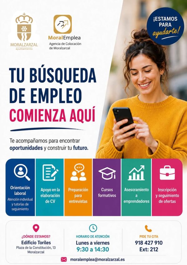MoralEmplea, tu punto de encuentro para el empleo, la formación y el emprendimiento. Moralzarzal ok
