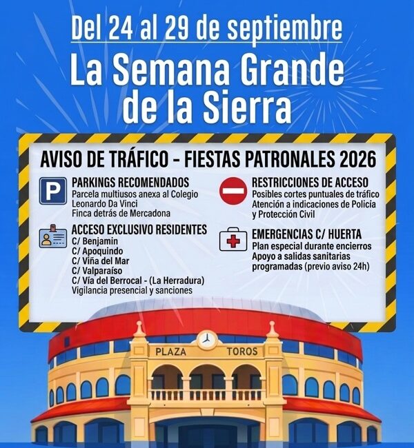 Recomendaciones y restricciones de tráfico para el uso del vehículo durante las Fiestas Patronales de Moralzarzal 2026