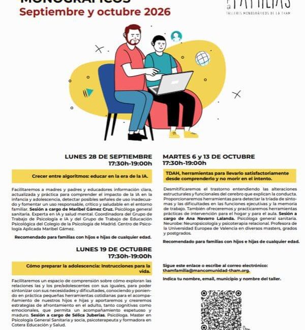 Espacio para Familias en Moralzarzal, nuevos talleres monográficos online para septiembre y octubre de 2026