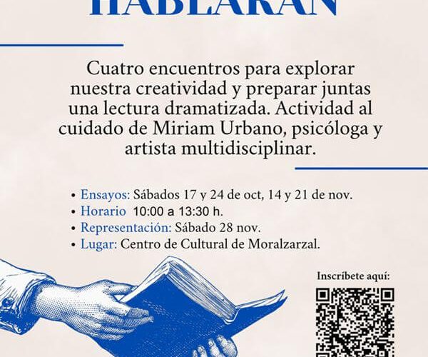 Taller de Teatro leído dramatizado para mujeres, alza tu voz y crea en comunidad. Centro Cultural de Moralzarzal