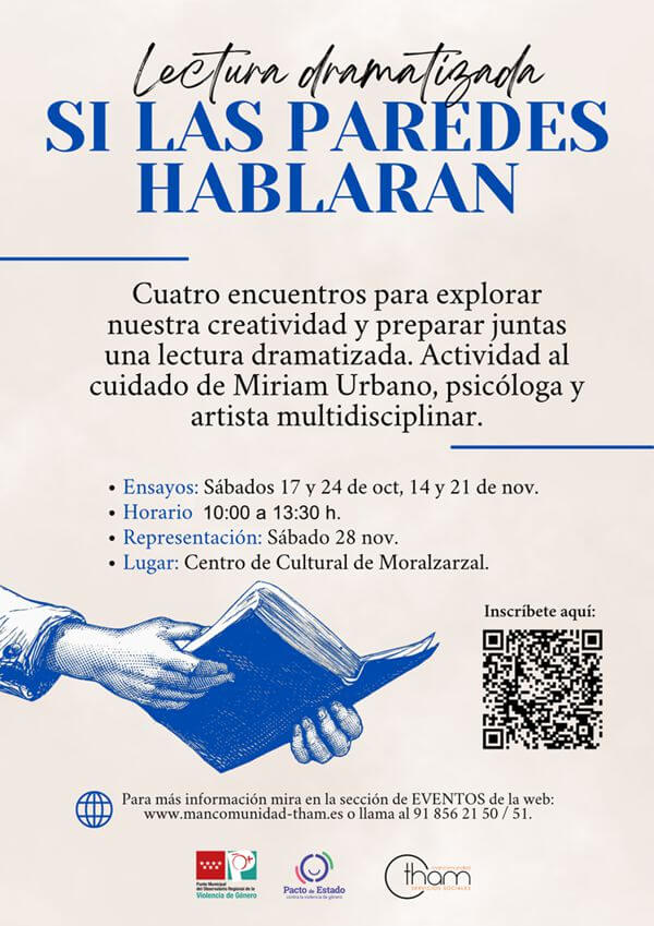 Taller de Teatro leído dramatizado para mujeres, alza tu voz y crea en comunidad. Centro Cultural de Moralzarzal